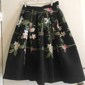 Ted Baker Black Floral Skirt Size 3